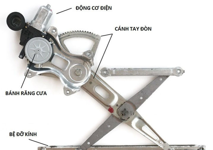 Hệ thống nâng hạ kính trên ô tô có dạng cây kéo