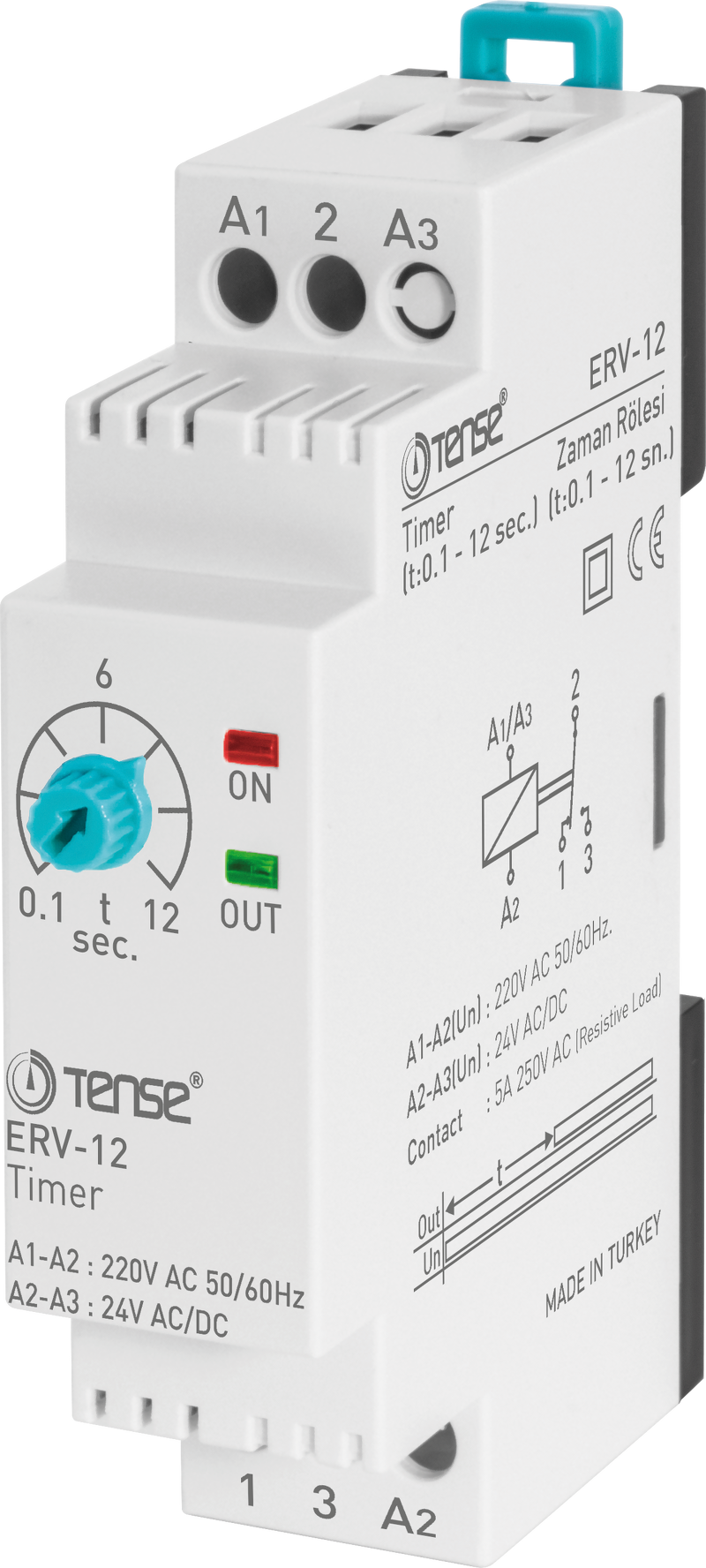 ERV-12 Rơ le thời gian ON-DELAY 0.1sec-12sec. (Adjustable) Timer ERV-12 Tense