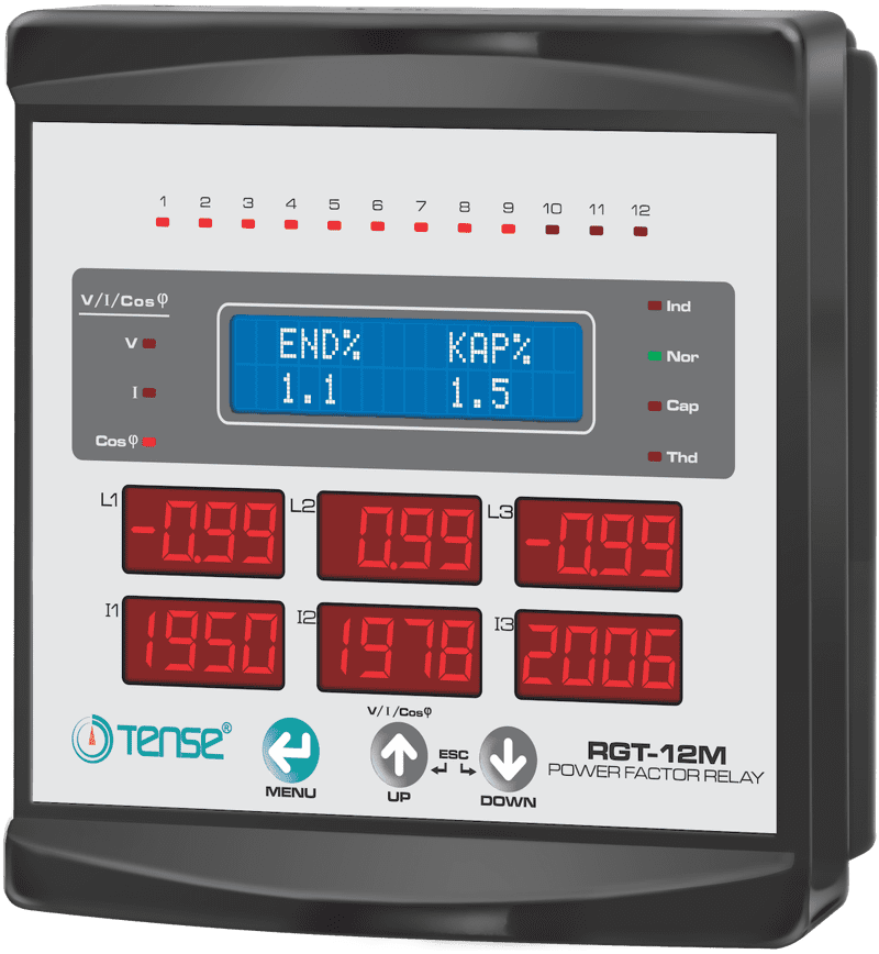 RGT-12M BỘ ĐIỀU KHIỂN TỤ BÙ 12 BƯỚC với Multimeter Automatic Power Factor Controller PFC RGT-12M with Multimeter Tense