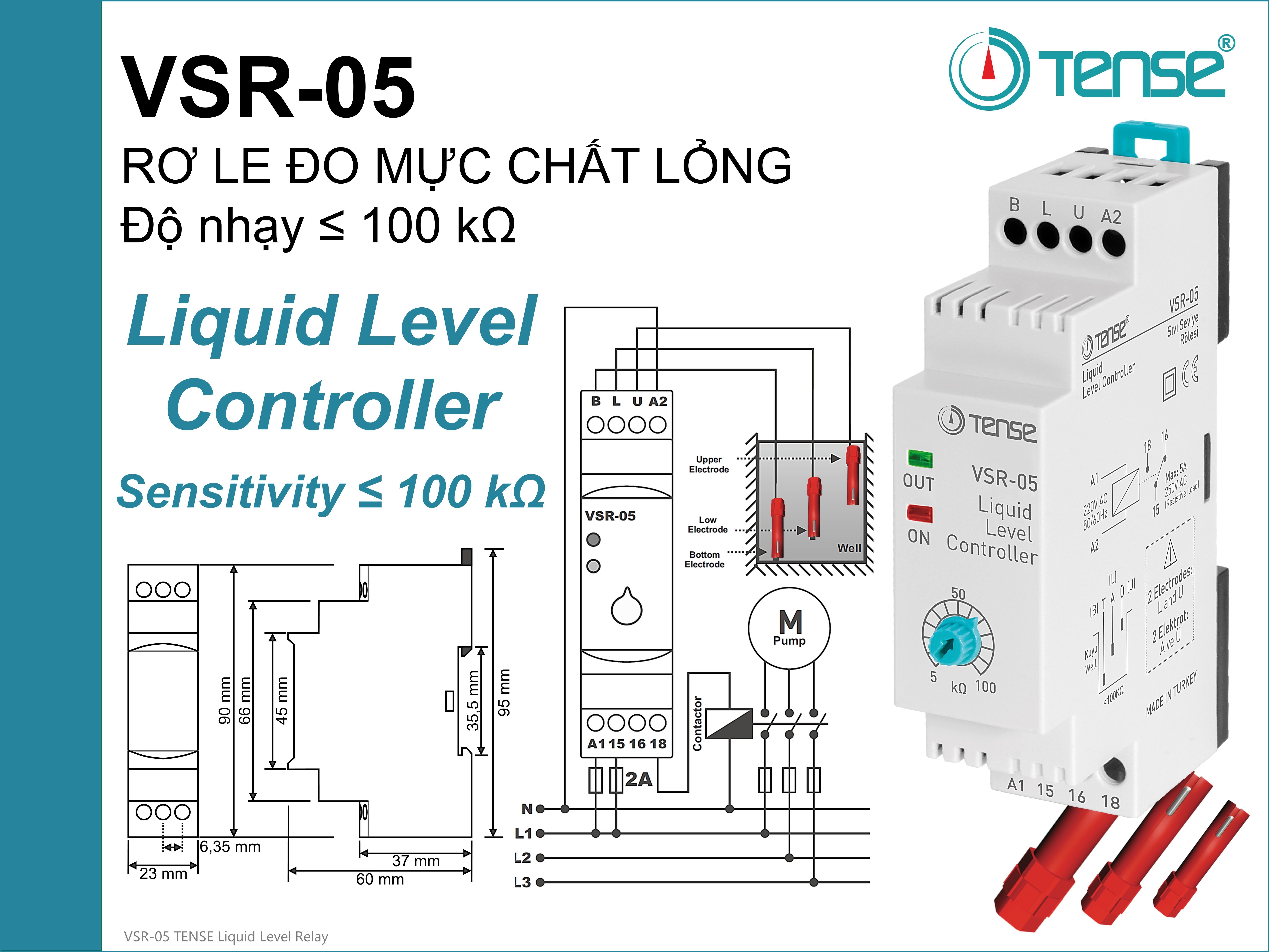 VSR-05 RƠLE ĐO MỰC CHẤT LỎNG RELAY MỨC NƯỚC Liquid Level Controller Water Level Relay VSR-05 Tense