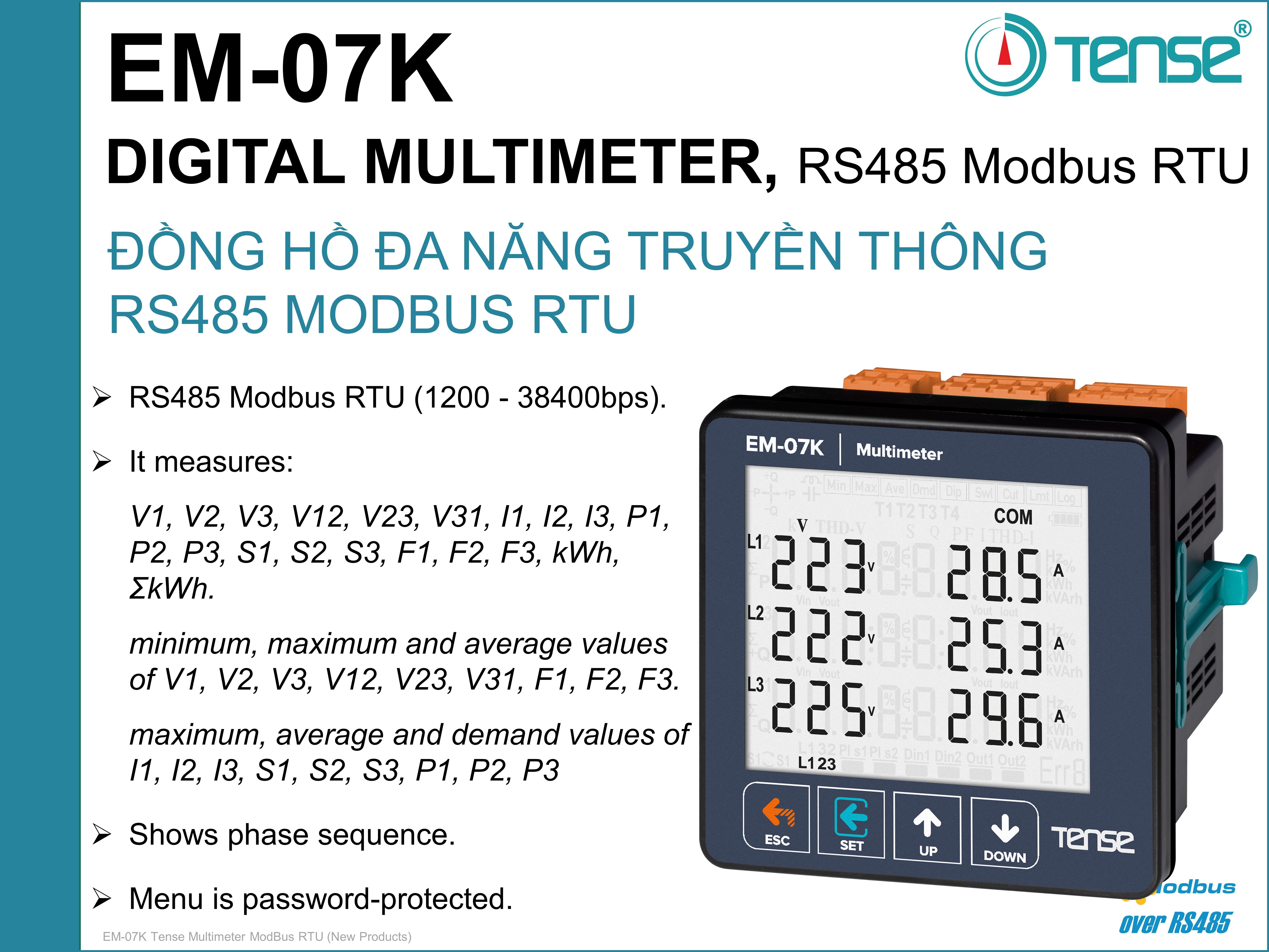 ĐỒNG HỒ ĐA NĂNG EM-07K RTU Modbus Multimeter EM-07K Tense