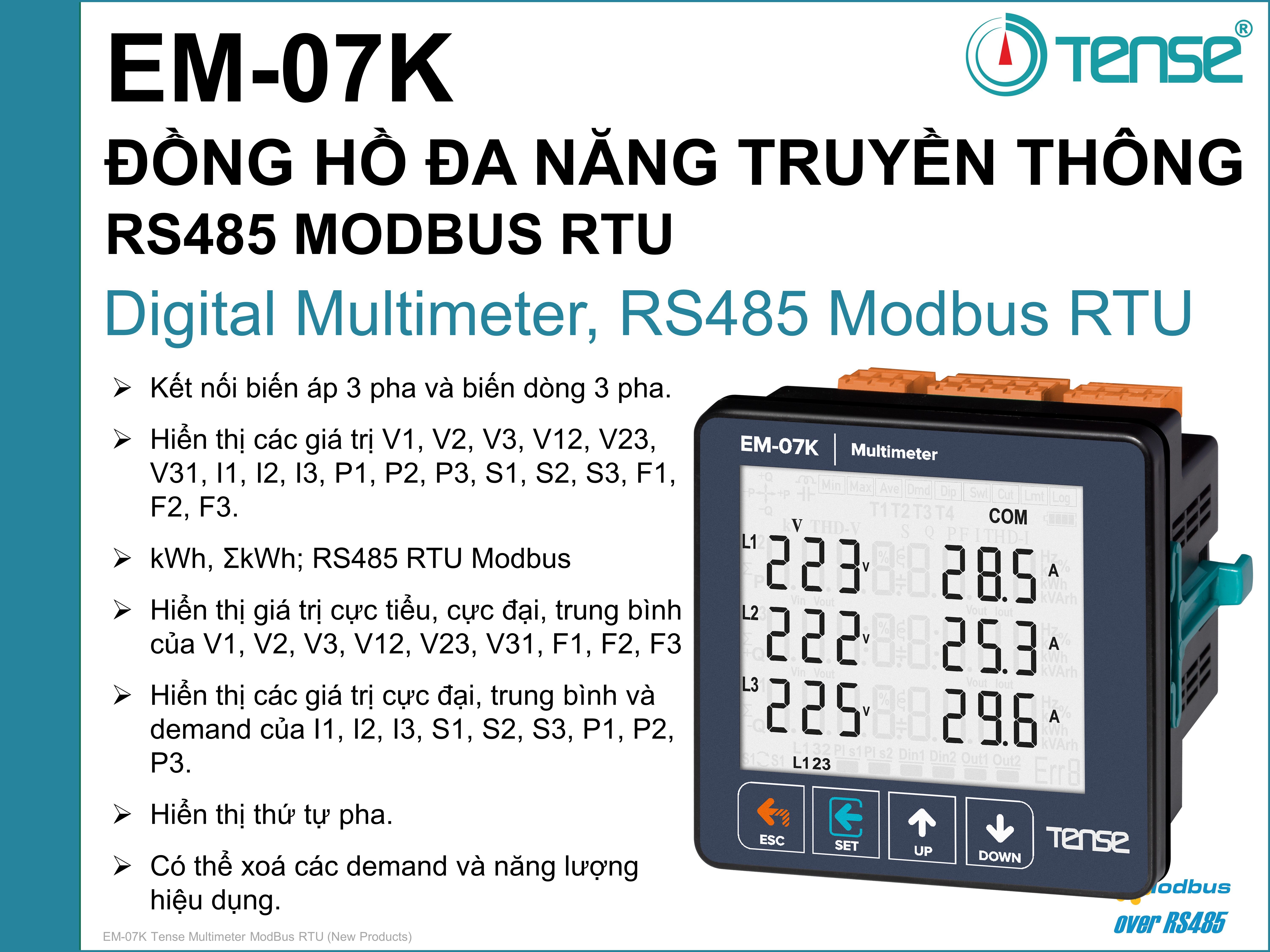 ĐỒNG HỒ ĐA NĂNG EM-07K RTU Modbus Multimeter EM-07K Tense