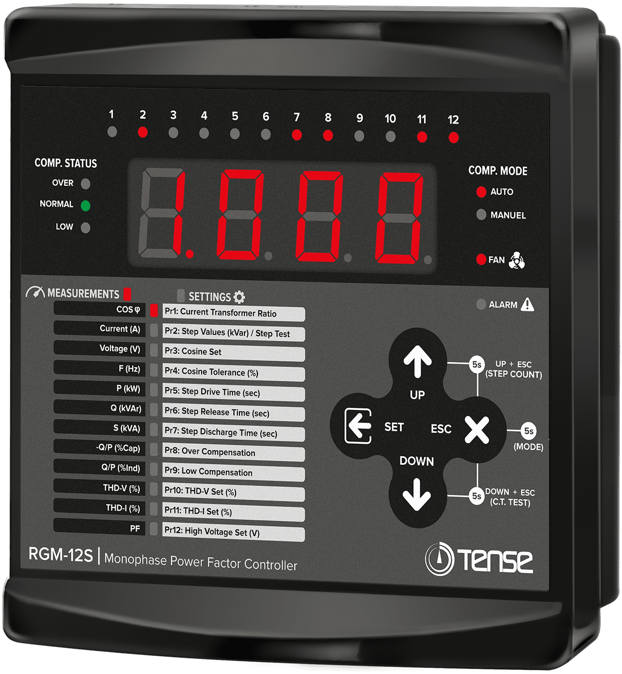 RGM-12S BỘ ĐIỀU KHIỂN TỤ BÙ, 12 BƯỚC APFC Automatic Power Factor Controller PFR Power Factor Regulator PFR RGM-12S