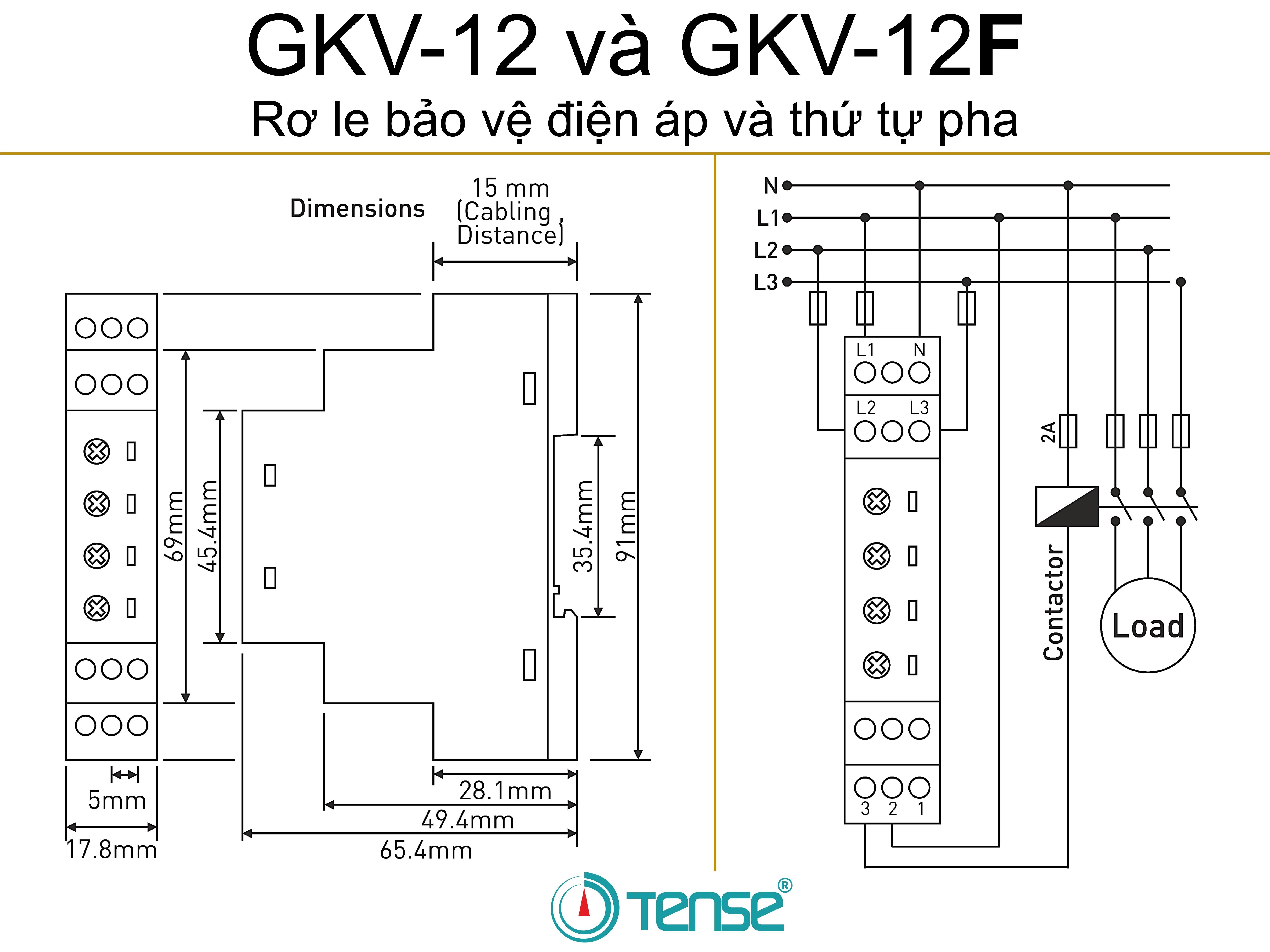 GKV-12 và GKV-12F Rơ le bảo vệ điện áp và thứ tự pha. Over & Under-Voltage Control Relay & Phase Sequence