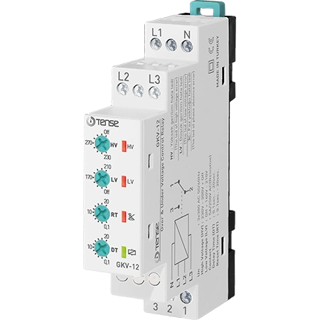 GKV-12 Rơ le bảo vệ điện áp và bảo vệ mất pha, mất trung tính. Over & Under-Voltage Control Relay, phase loss, Neutral loss