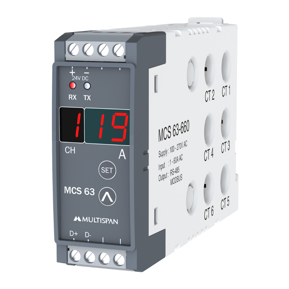 MCS-63-660 Bộ đo dòng điện đa kênh CT tích hợp (DIN-Rail), 6 Kênh, 60A