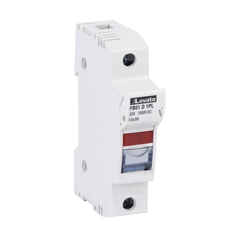 Vỏ Cầu chì 1P 10X38 1000V DC có đèn báo. Mã hàng FB01D1PL