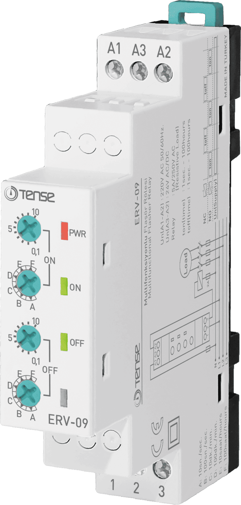 Relay thời gian điều khiển kép ERV-09 TENSE (On/Off 2 tải luân phiên, 0 ...