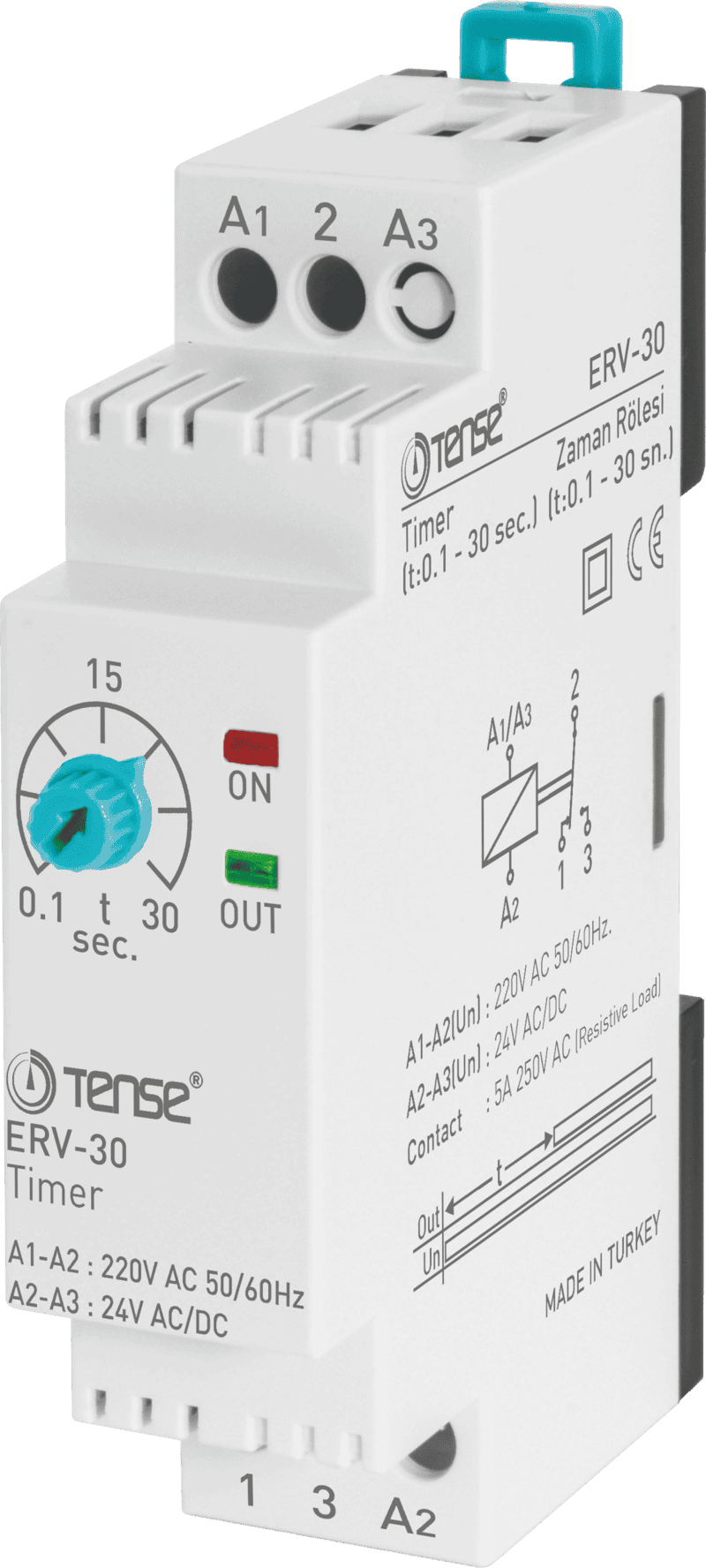 ERV-30 Rơ le thời gian ONDELAY (loại lắp DINRAIN), 0.1 - 30 sec