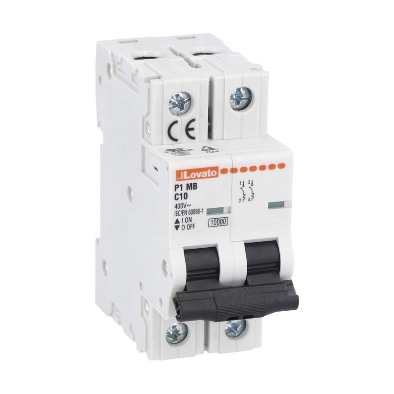 MCB 2P, 63A, 10kA, Curve C, LOVATO mã P1MB2PC63