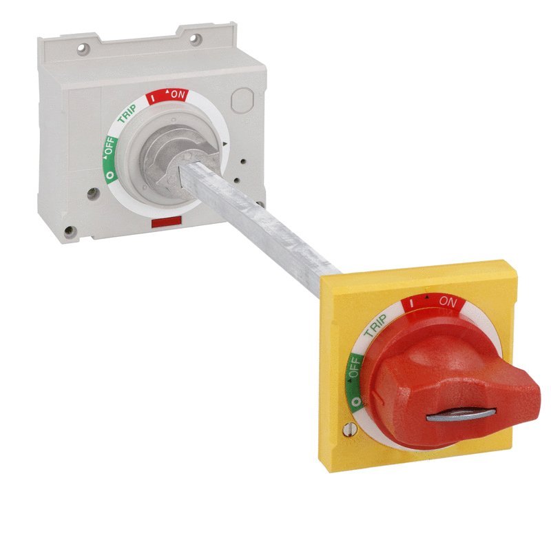Tay quay cửa IP65 màu đỏ/vàng có thể khóa – dùng cho MCCB P5ME 100/160/250 – kèm trục 469mm
