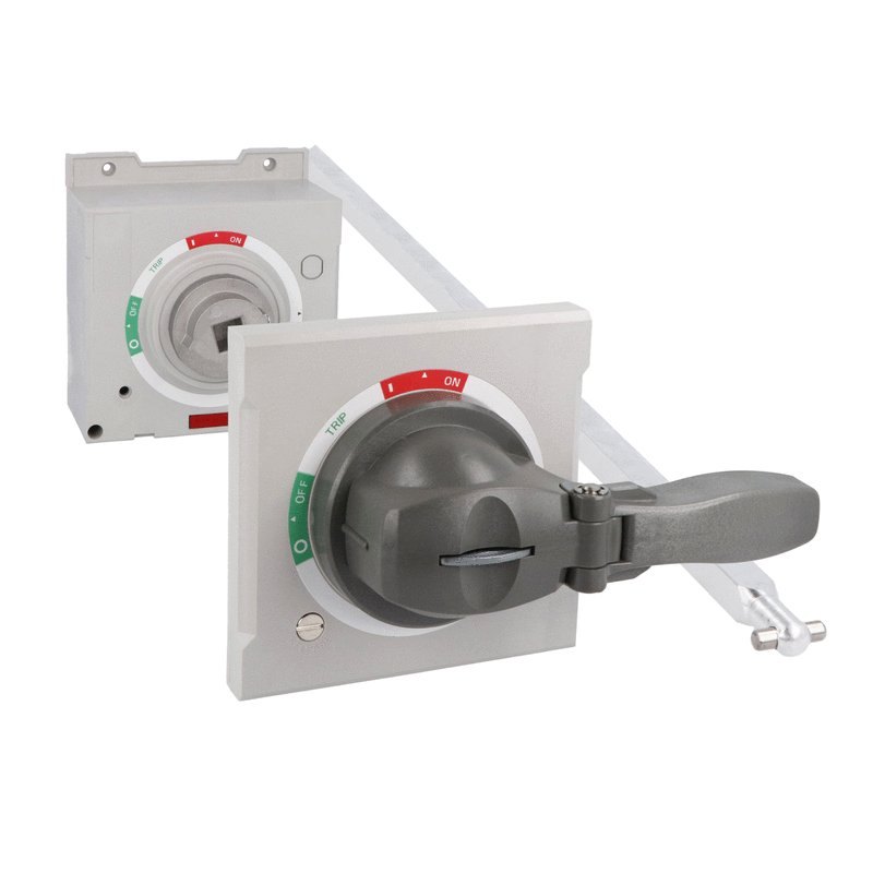 Tay quay cửa IP65 màu xám có thể khóa – dùng cho MCCB P5ME 100/160/250 – kèm trục 469mm