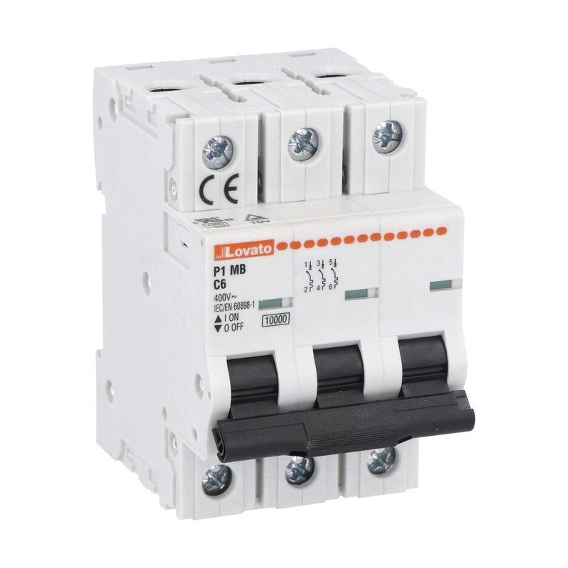 MCB 3P, 20A, 10kA, Curve C, LOVATO mã P1MB3PC20