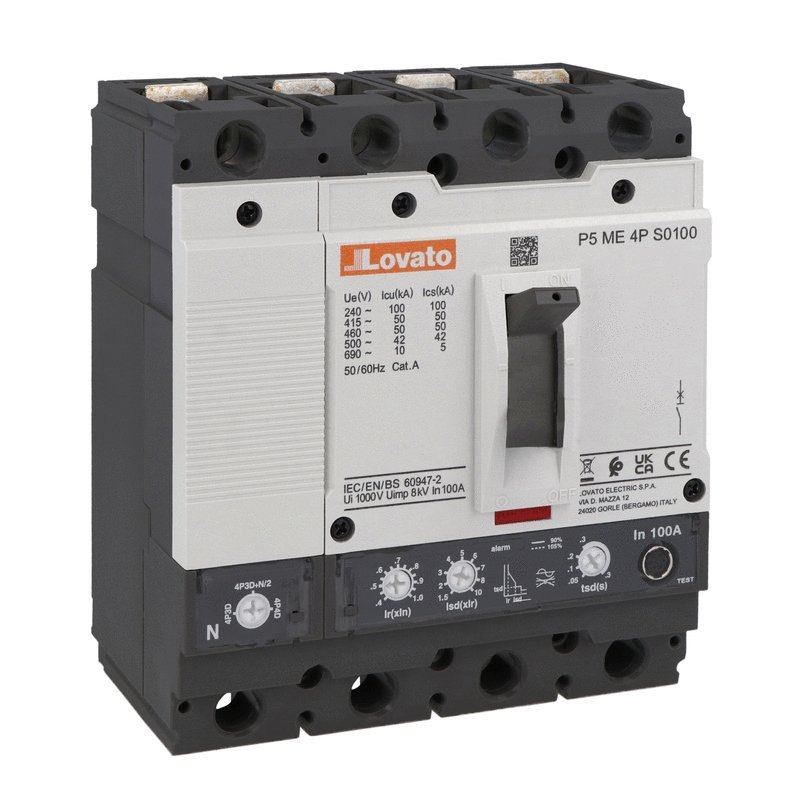 MCCB 4 cực chuẩn IEC 100A – Dòng cắt 50kA tại 400V