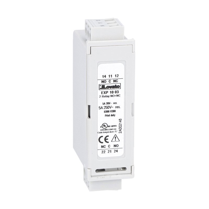 Mô-đun mở rộng dòng EXP dành cho sản phẩm lắp âm, 2 đầu ra rơle, định mức 5A 250VAC, EXP1003 LOVATO
