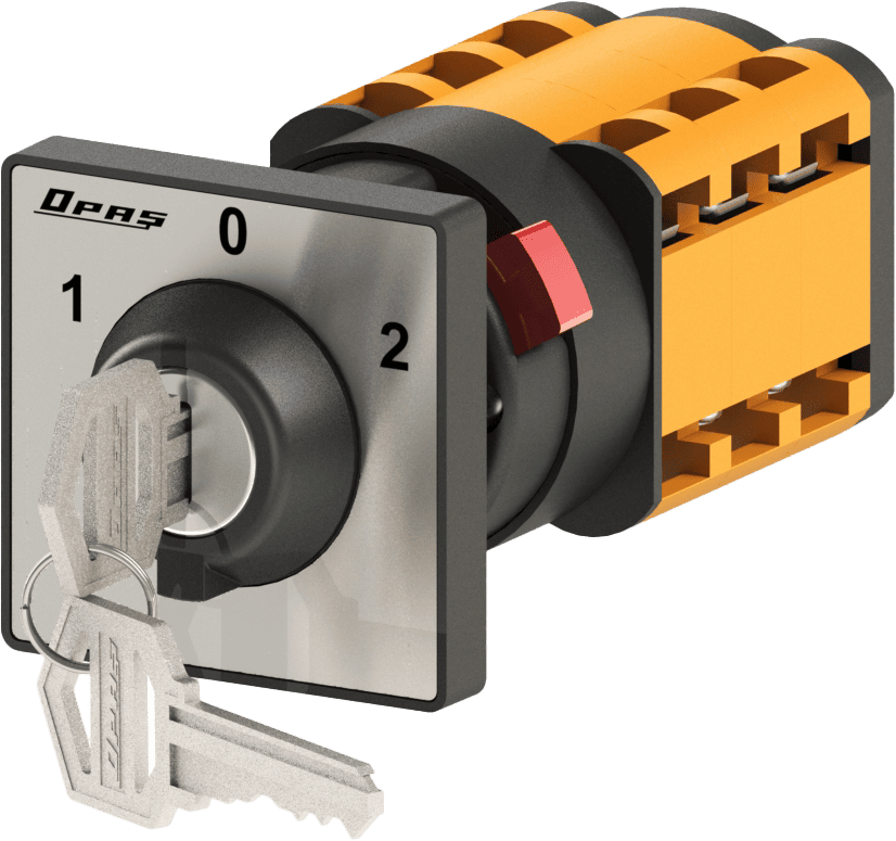 Công tắc chuyển mạch 22 mm (1-0-2) có khóa 3 cực 16 A mã XL305M16 Opas