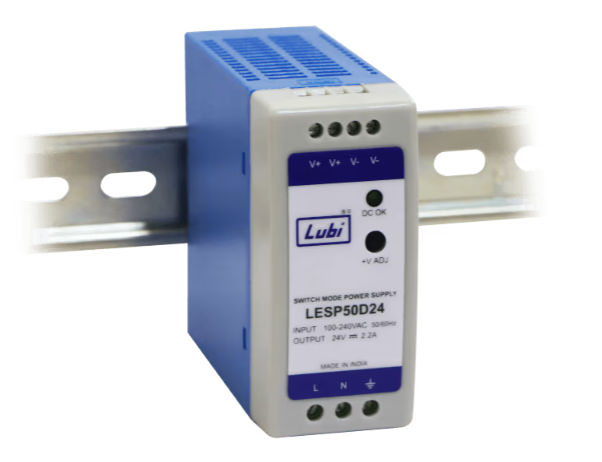 Bộ nguồn dạng cài Plastic LUBI LESP50D24, đầu ra 24V DC, 50W, 2.2A