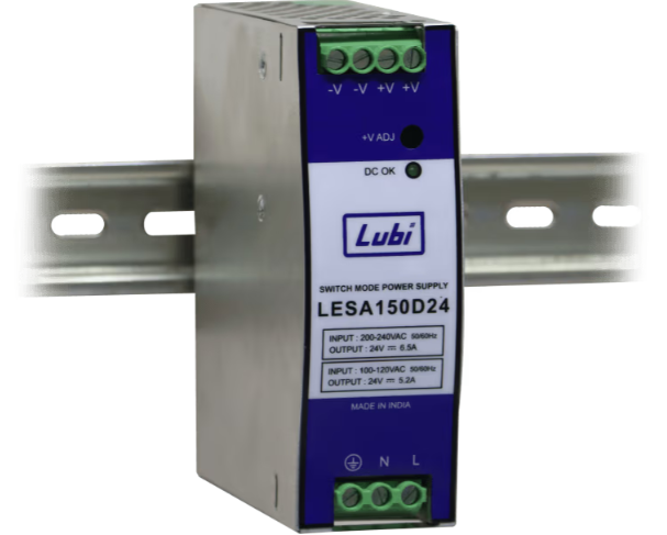 Bộ nguồn dạng cài khung kim loại LUBI LESA150D24, đầu ra 24V DC, 150W, 6.5A