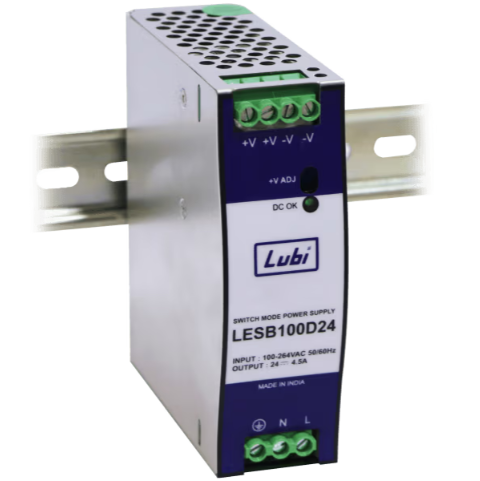Bộ nguồn dạng cài khung kim loại LUBI LESB100D2, đầu ra 24V DC, 100W, 4.5A