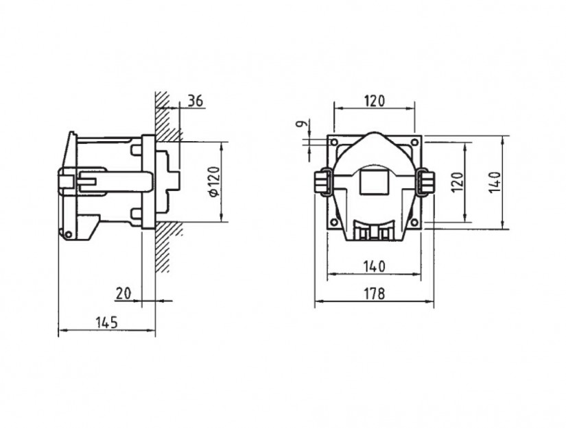 Ổ cắm âm IP67 BEMIS, 5x200A (3P+E+N), 380V 50/60Hz