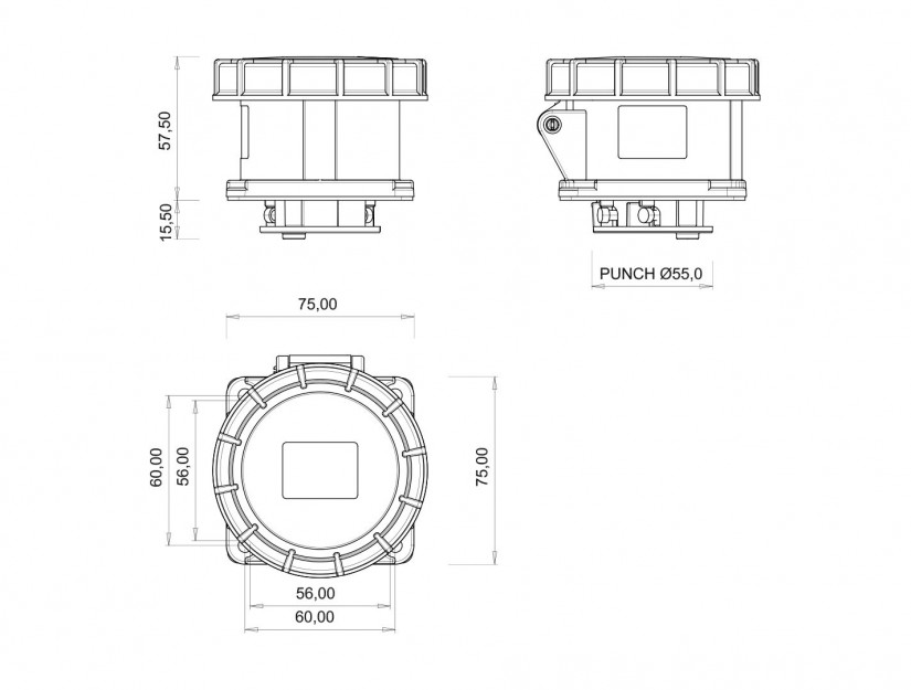 Ổ cắm âm IP67 BEMIS, 5x16A (3P+N+E), 380V 50/60 Hz, 6h