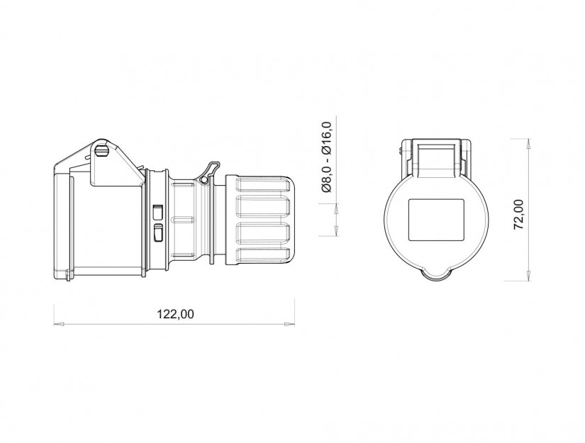 Ổ cắm di động IP44 BEMIS, 3x16A (2P+E), 220V 50/60 Hz, 6h