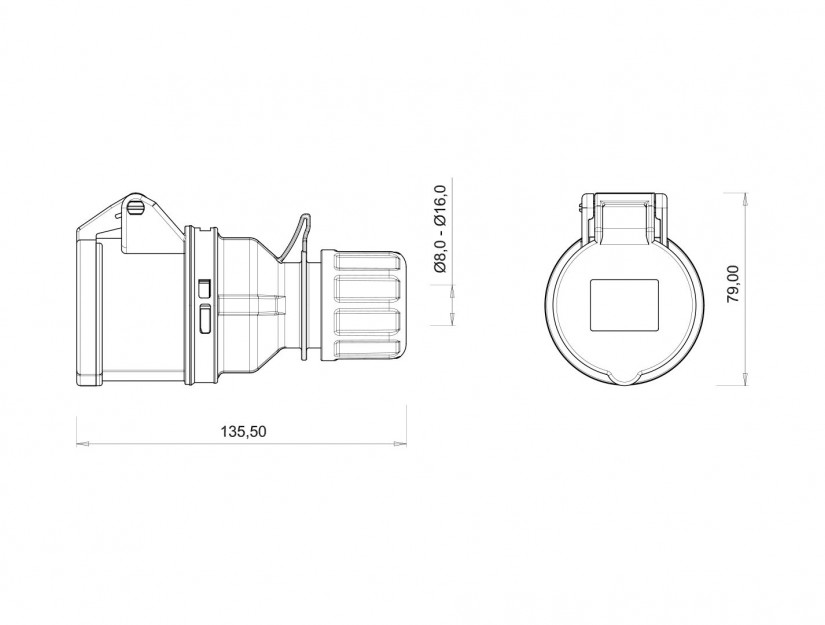 Ổ cắm di động IP44 BEMIS, 4x16A (3P+E), 380V 50/60 Hz, 6h