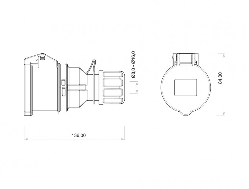 Ổ cắm di động IP44 BEMIS, 5x16A (3P+N+E), 380V 50/60 Hz, 6h