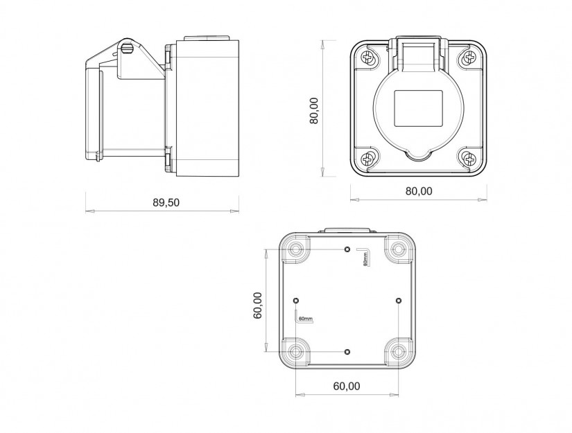 Ổ cắm nổi IP44 BEMIS, 3x16A (2P+E), 220V 50/60 Hz, 6h