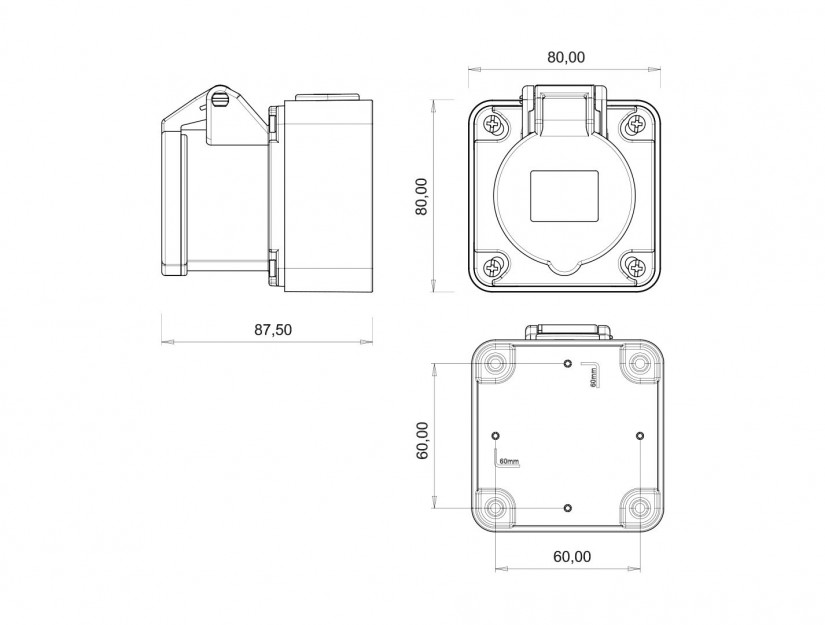 Ổ cắm nổi IP44 BEMIS, 4x16A (3P+E), 380V 50/60 Hz, 6h