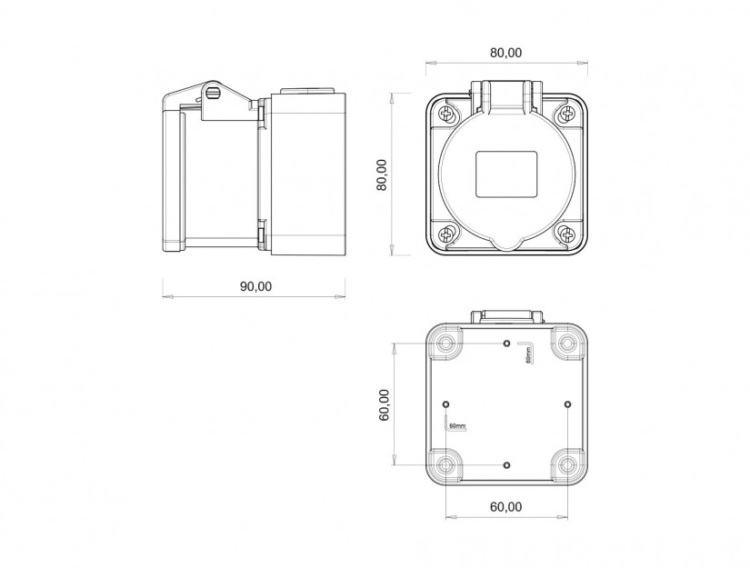 Ổ cắm nổi IP44 BEMIS, 5x16A (3P+N+E), 380V 50/60 Hz, 6h