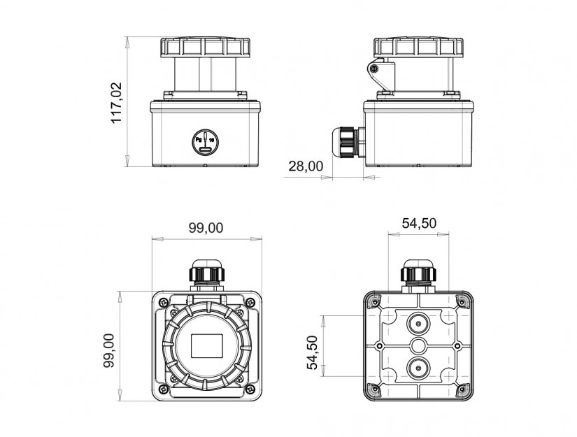 Ổ cắm nổi IP67 BEMIS, 43x16A (3P+E), 380V 50/60 Hz, 6h