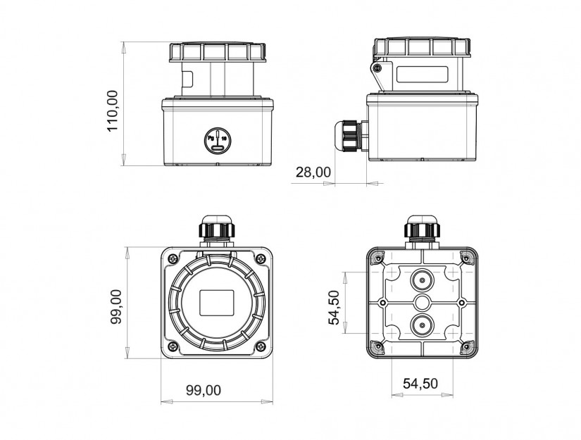 Ổ cắm nổi IP67 BEMIS, 5x16A (3P+N+E), 380V 50/60 Hz, 6h