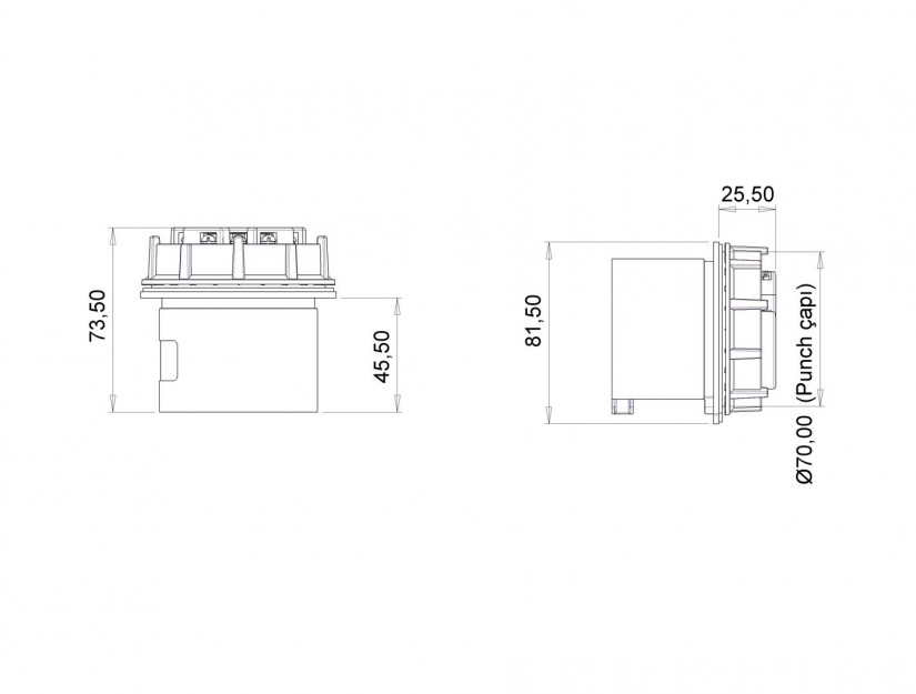 Phích cắm âm lắp ren IP44 BEMIS, 4x32A (3P+E), 380V 50/60 Hz, 6h