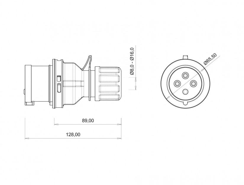 Phích cắm di động IP44 BEMIS, 4x16A (3P+E), 380V 50/60 Hz, 6h