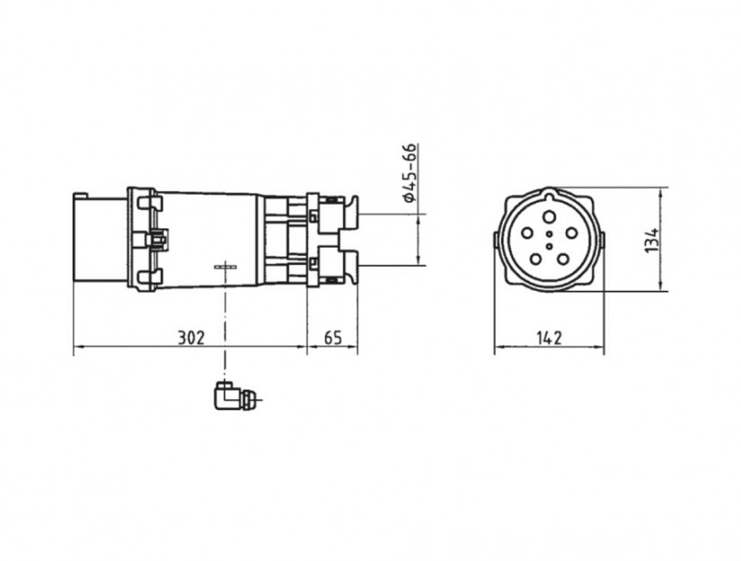 Phích cắm di động IP67 BEMIS, 5x200A (3P+E+N), 380V 50/60 Hz