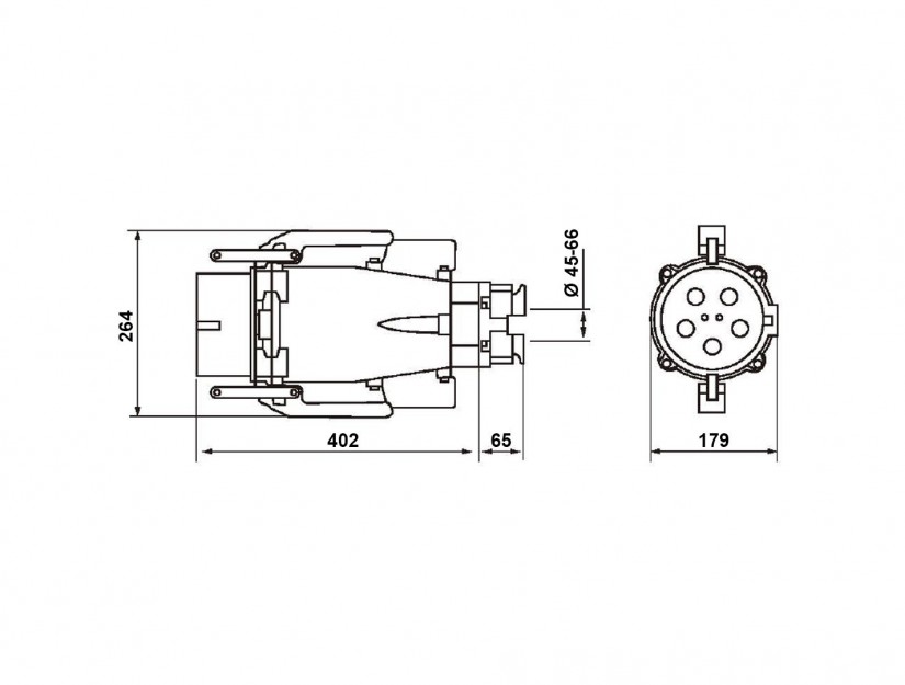Phích cắm di động IP67 BEMIS, 5x250A (3P+E+N), 380V 50/60 Hz