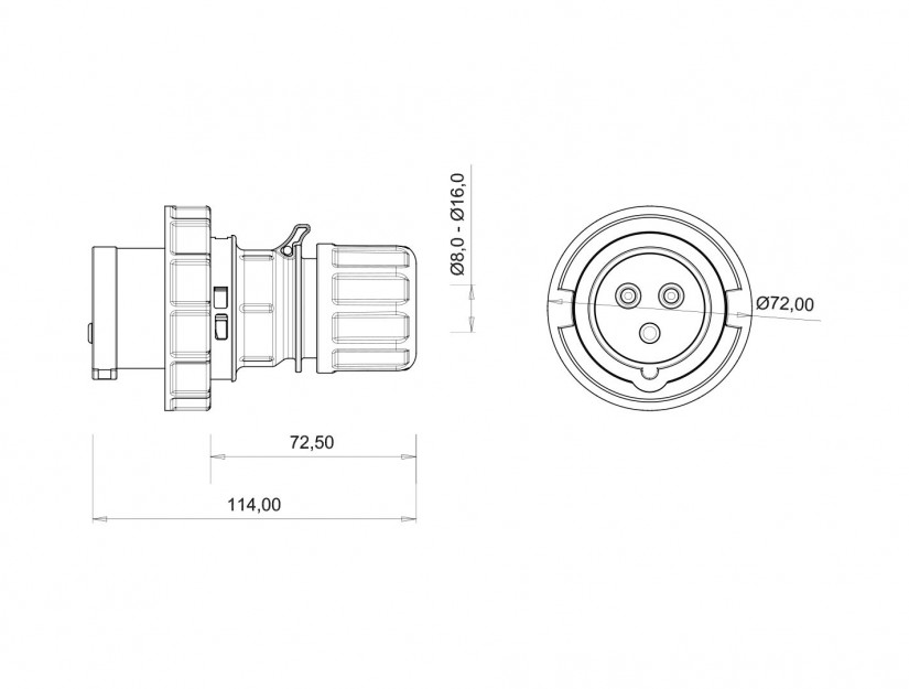 Phích cắm di động IP67 BEMIS, 3x16A (2P+E), 220V 50/60 Hz, 6h