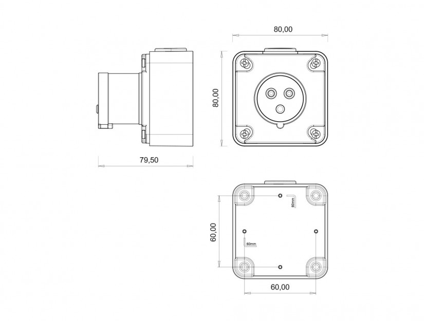 Phích cắm nổi IP44 BEMIS, 3x16A (2P+E), 220V 50/60 Hz, 6h