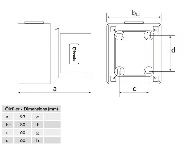 Phích cắm nổi IP44 BEMIS, 3x32A (2P+E), 220V 50/60 Hz, 6h