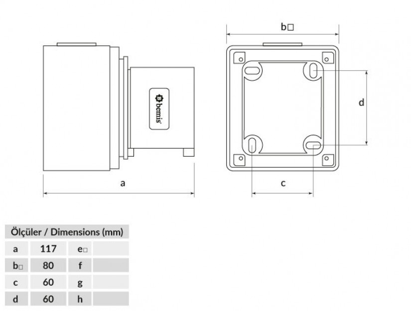 Phích cắm nổi IP44 BEMIS, 4x32A (3P+E), 380V 50/60 Hz, 6h