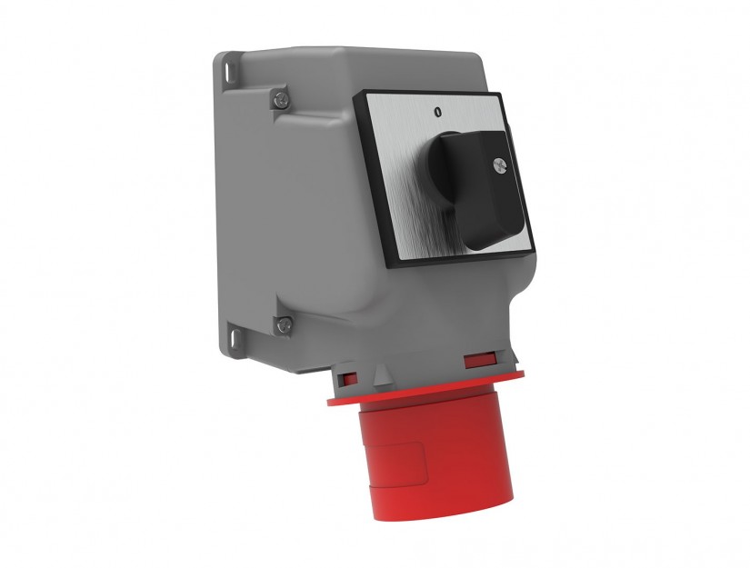 Phích cắm nổi bẻ góc 90° có công tắc IP44 BEMIS, 4x32A (3P+E), 380V 50/60 Hz, 6h