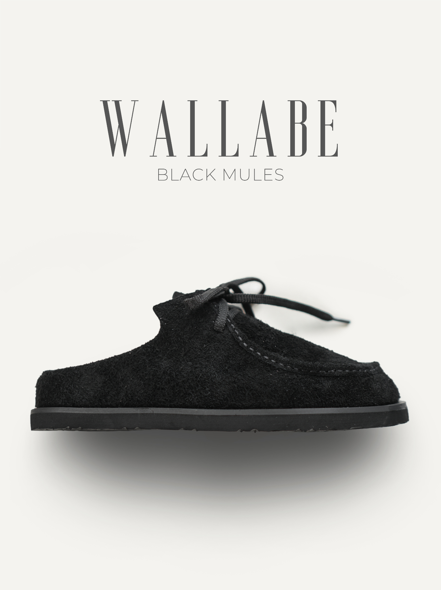 Giày nam Sục Wallabe Mules Black