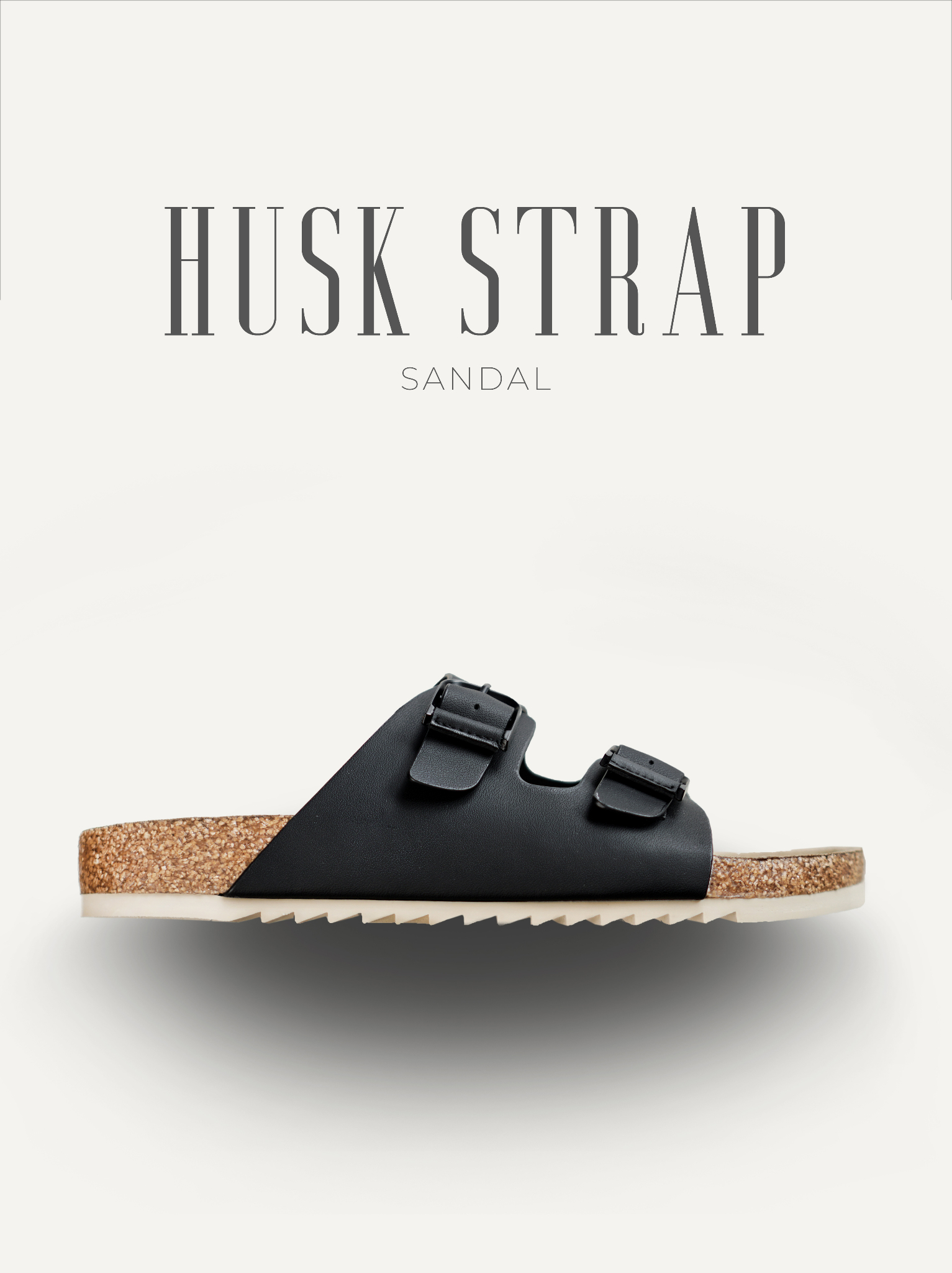 Dép đế trấu Husk Black Strap