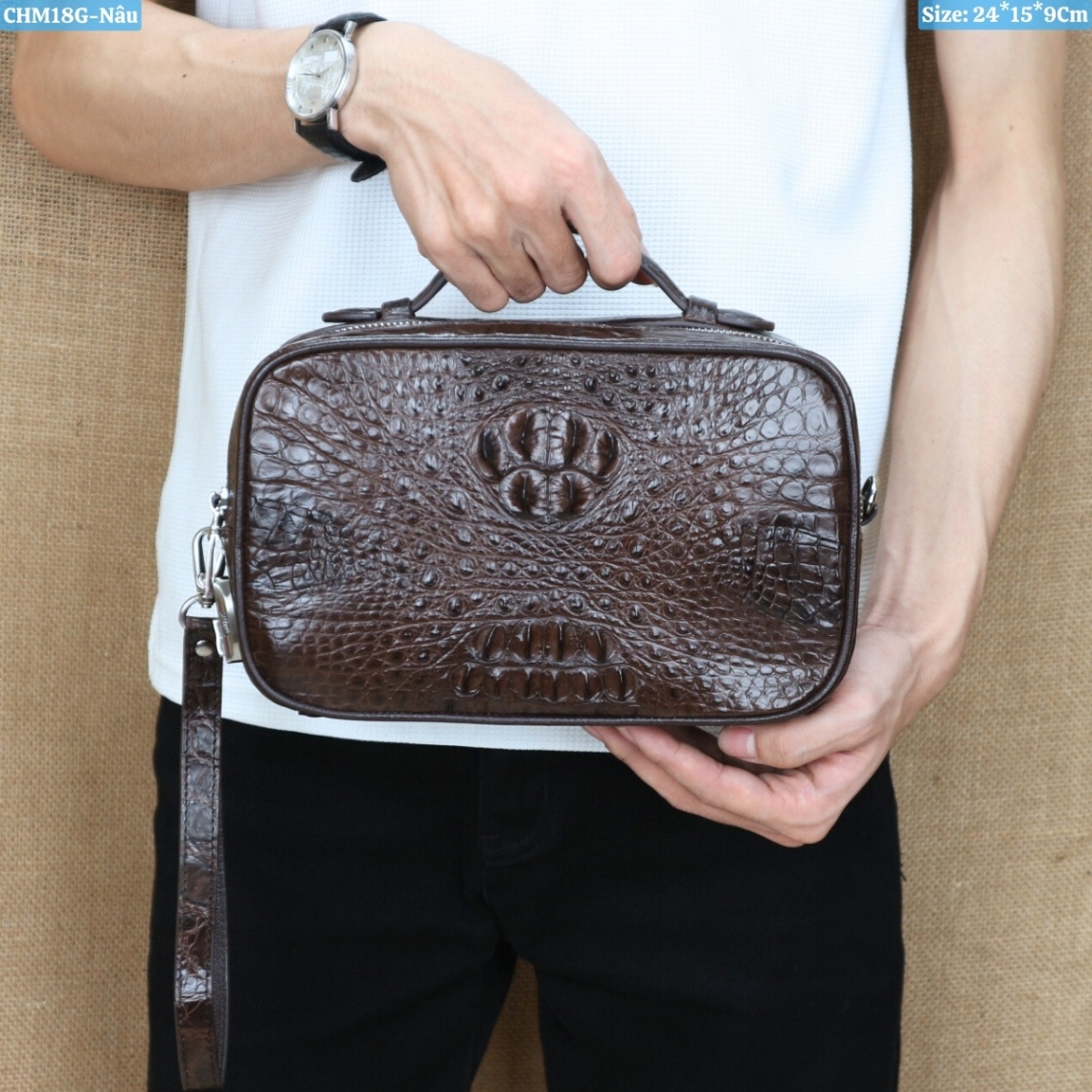 Túi Golf Cầm Tay & Đeo Chéo Da Cá Sấu Vân Gù Size 24*15*9Cm