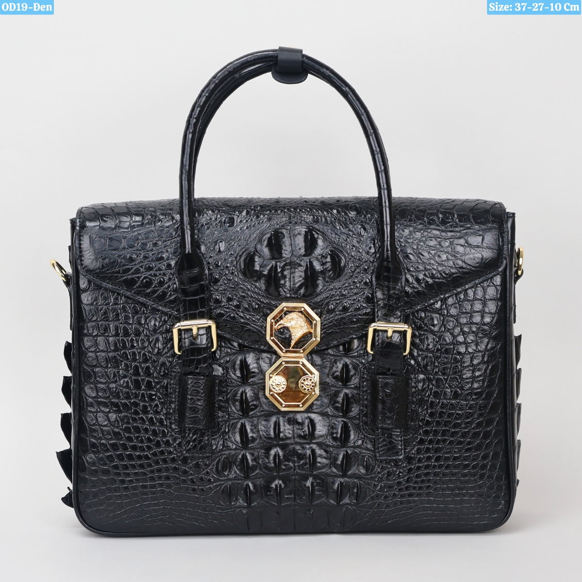 Cặp Xách Nam Khóa Trước Da Cá Sấu Size 37-27-10Cm