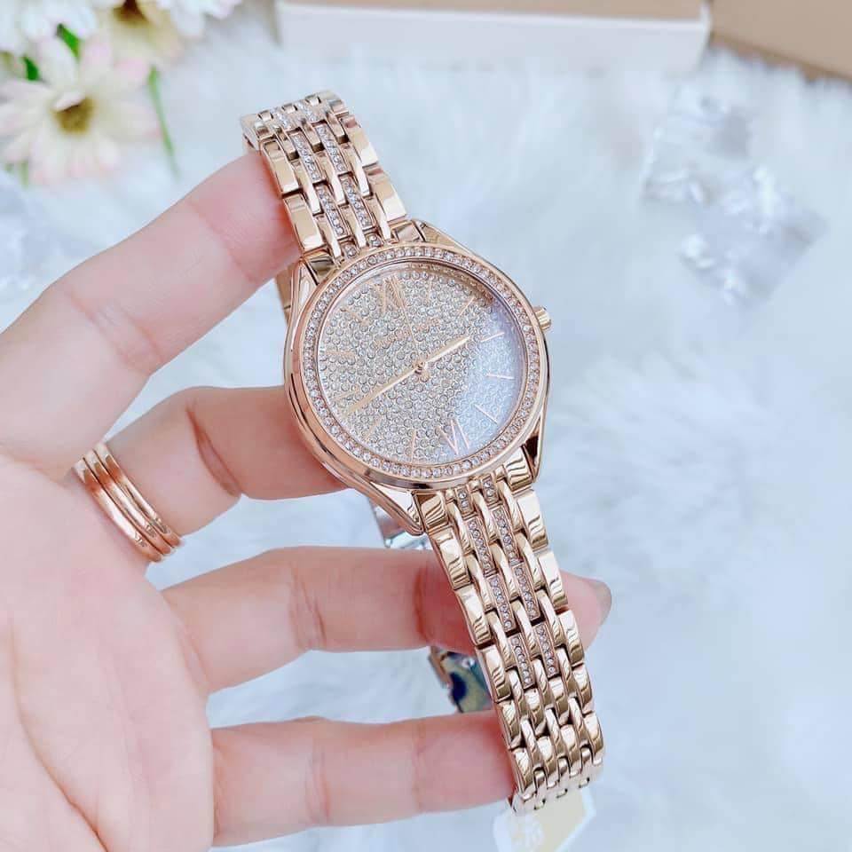 Đồng hồ Michael Kors Nữ Mindy Three-Hand Rose Gold-Tone Steel Watch MK7085 giảm giá 60%