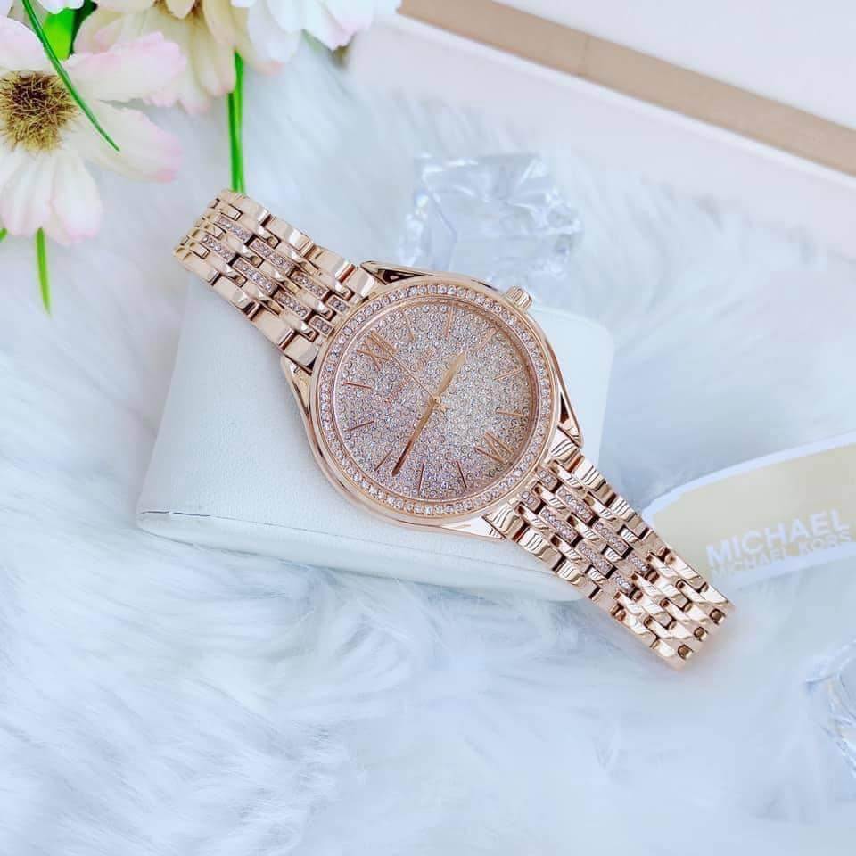 Đồng hồ Michael Kors Nữ Mindy Three-Hand Rose Gold-Tone Steel Watch MK7085 giảm giá 60%