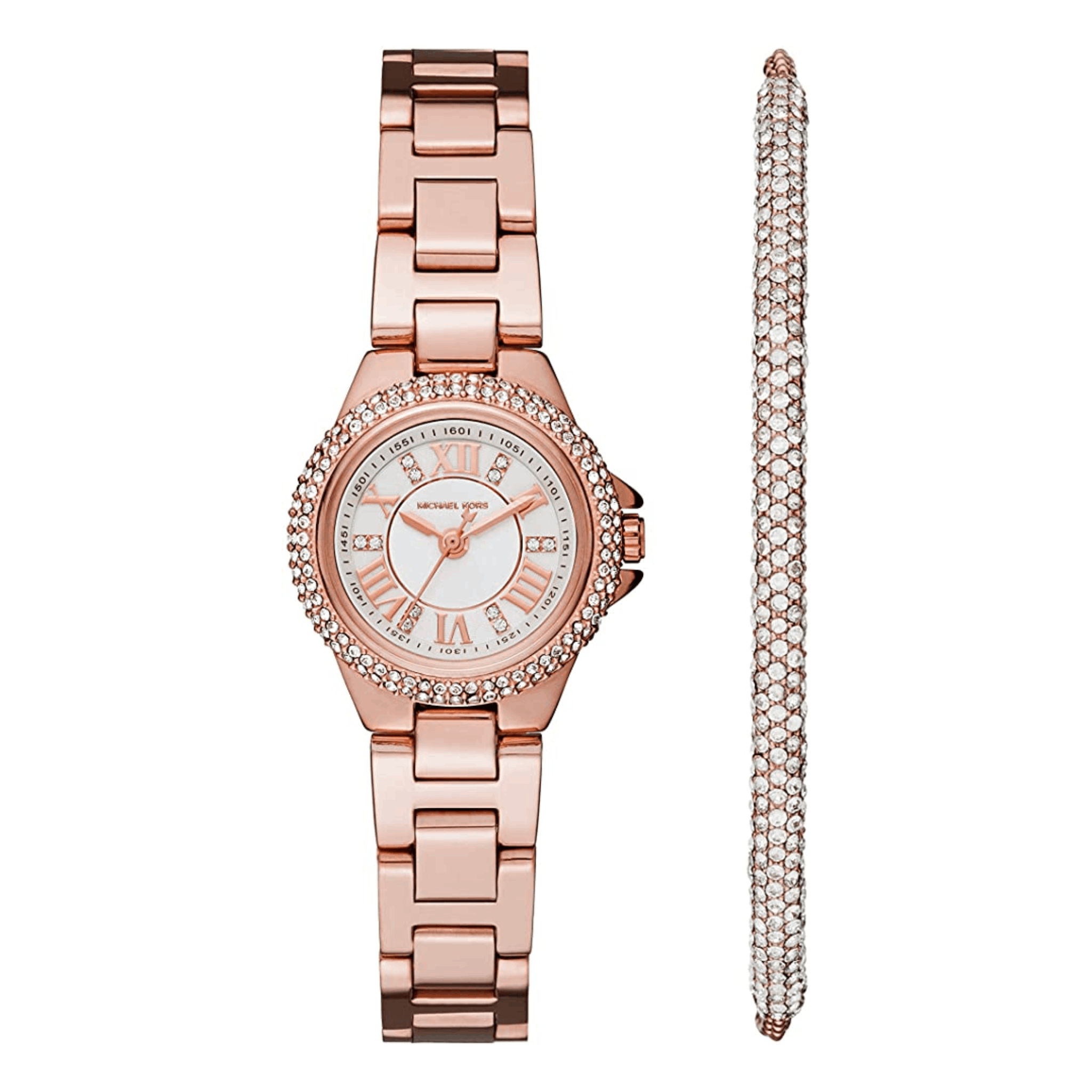 Đồng hồ nữ Michael Kors Camille Three-Hand Rose Gold-Tone Stainless Steel Watch Set MK3654