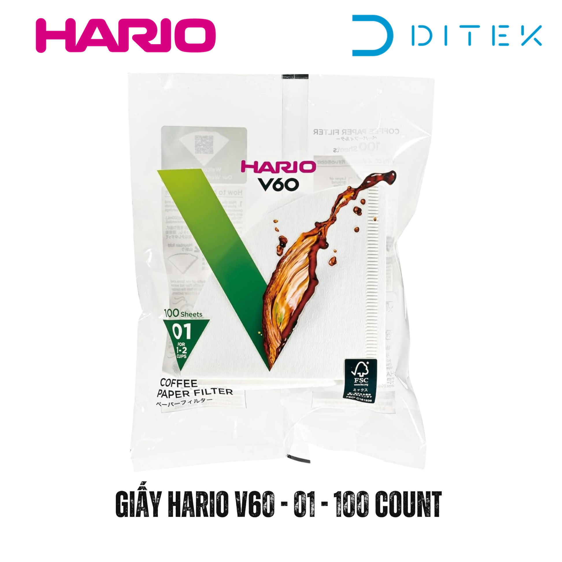 Giấy lọc Hario V60 - size 01 - 100 tờ